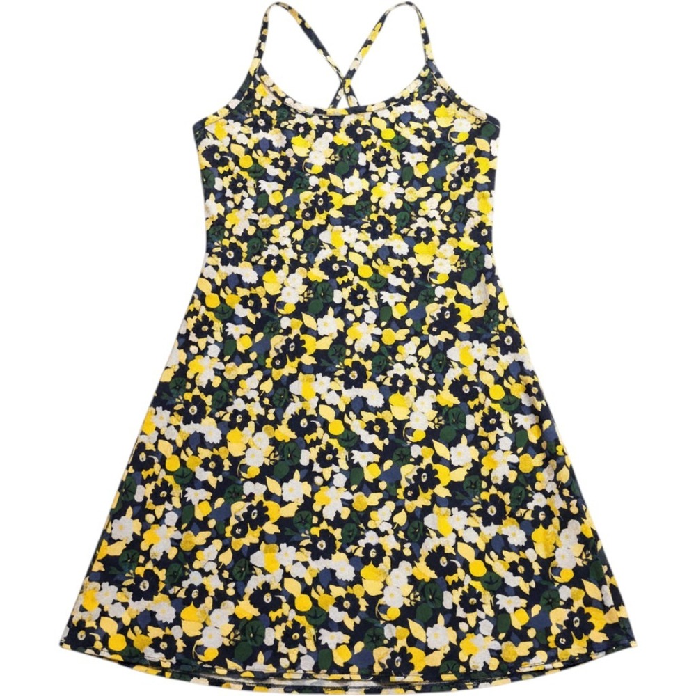 Outdoor Voices Exercise Dress XS Yellow Navy Floral Activewear Mini Dress Shorts